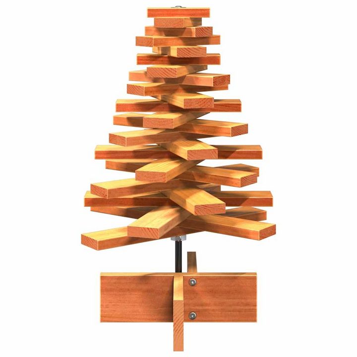 Solid Pine Wooden Christmas Tree Decoration - Wax Brown, Rotating Branches & Rustic Charm - Premium  from Home Treasures - Just £41.99! Shop now at Home Treasures