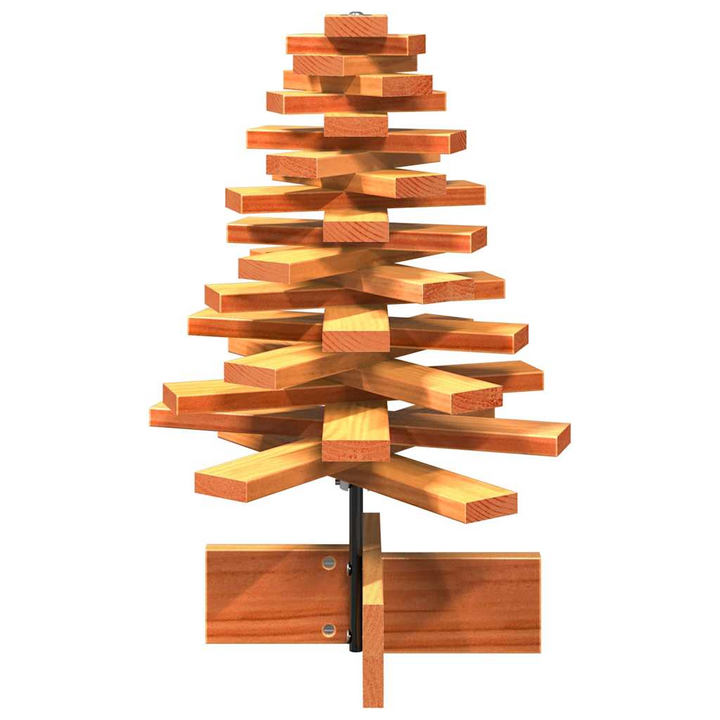 Solid Pine Wooden Christmas Tree Decoration - Wax Brown, Rotating Branches & Rustic Charm - Premium  from Home Treasures - Just £41.99! Shop now at Home Treasures