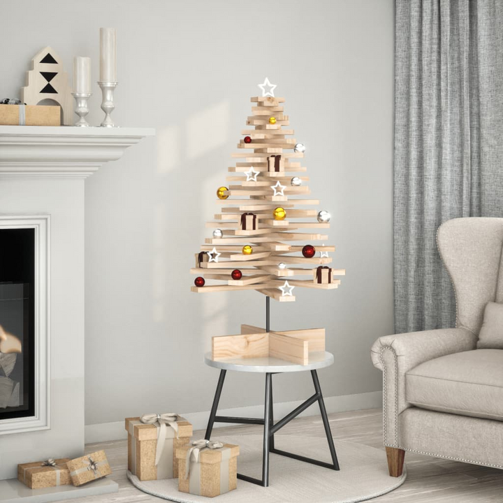 Solid Pine Wood Christmas Tree - Rustic Holiday Decoration with Rotating Branches - Premium  from Home Treasures - Just £75.99! Shop now at Home Treasures