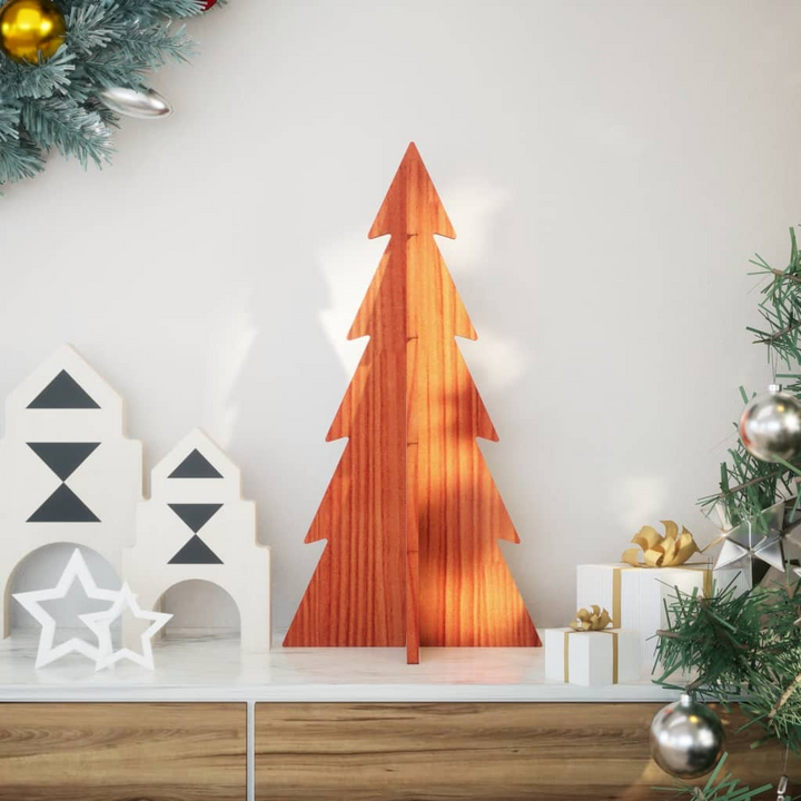 Wooden Christmas Tree - Rustic Wax Brown, Solid Pinewood, 59.5 cm Tall, Perfect for Indoor Holiday Decoration - Premium  from Home Treasures - Just £19.99! Shop now at Home Treasures