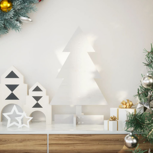 White Wooden Christmas Tree Decoration - 60 cm Solid Pinewood, Rustic Charm for Homes & Offices - Premium  from Home Treasures - Just £17.99! Shop now at Home Treasures