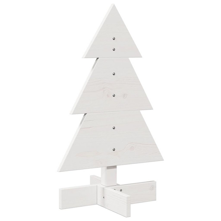 White Wooden Christmas Tree Decoration - 60 cm Solid Pinewood, Rustic Charm for Homes & Offices - Premium  from Home Treasures - Just £17.99! Shop now at Home Treasures