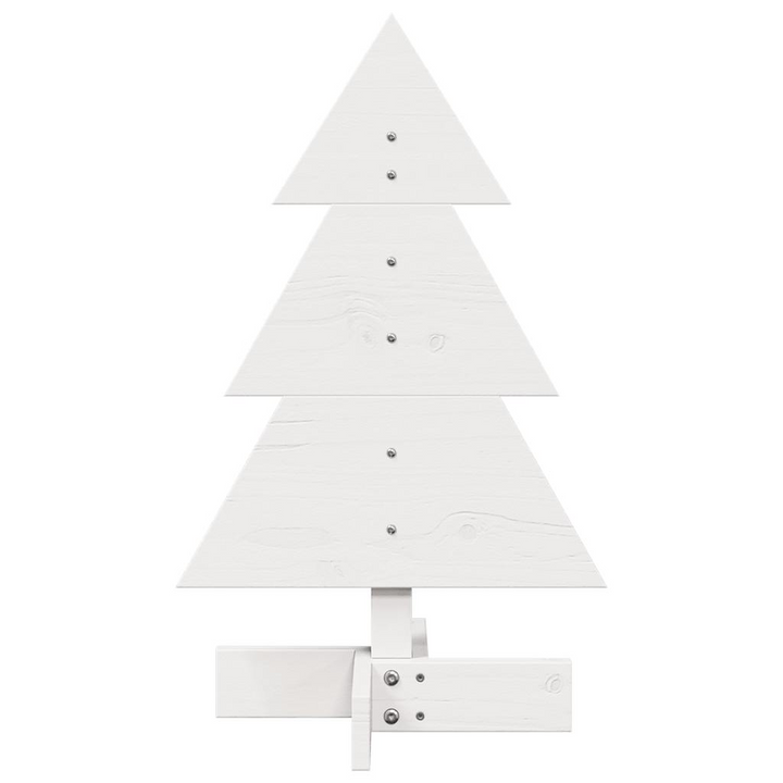 White Wooden Christmas Tree Decoration - 60 cm Solid Pinewood, Rustic Charm for Homes & Offices - Premium  from Home Treasures - Just £17.99! Shop now at Home Treasures