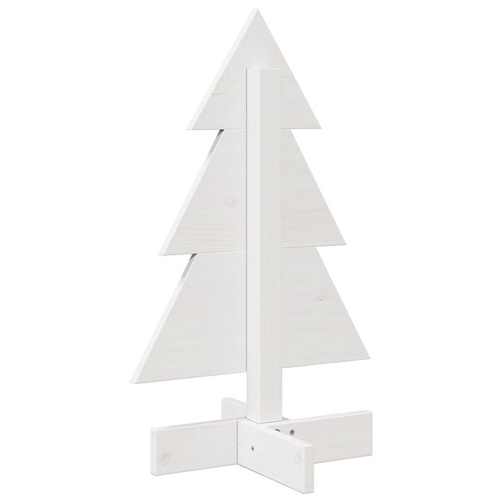 White Wooden Christmas Tree Decoration - 60 cm Solid Pinewood, Rustic Charm for Homes & Offices - Premium  from Home Treasures - Just £17.99! Shop now at Home Treasures