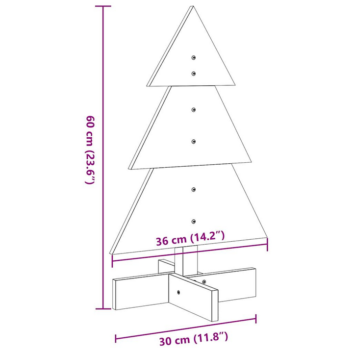 White Wooden Christmas Tree Decoration - 60 cm Solid Pinewood, Rustic Charm for Homes & Offices - Premium  from Home Treasures - Just £17.99! Shop now at Home Treasures