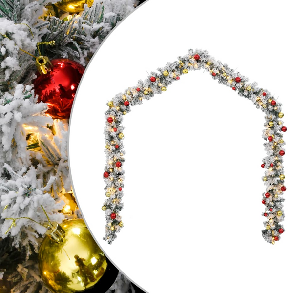 Christmas Garland with Baubles & LED Lights - Green PVC, Indoor/Outdoor Use - Premium  from Home Treasures - Just £58.99! Shop now at Home Treasures