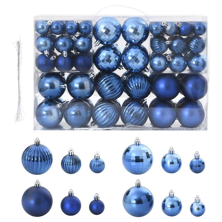 Christmas Baubles Set of 100 - Blue Ornaments in Multiple Sizes (3/4/6 cm) for Festive Decoration - Premium  from Home Treasures - Just £18.99! Shop now at Home Treasures