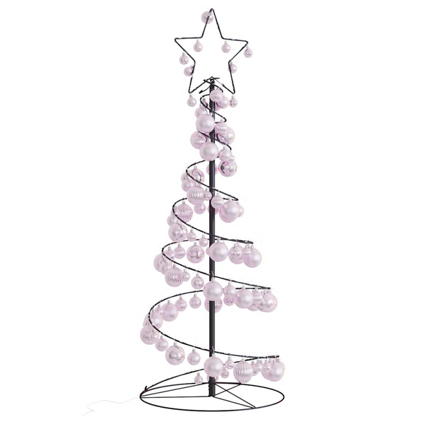 Christmas Tree Light Cone with Baubles and 80 Warm White LEDs – 8 Lighting Modes, Indoor/Outdoor Holiday Decoration - Premium  from Home Treasures - Just £54.99! Shop now at Home Treasures