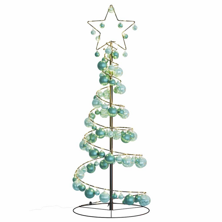 Festive Christmas Tree Light Cone with 80 LEDs & Baubles - Warm White, 120 cm - Premium  from Home Treasures - Just £56.99! Shop now at Home Treasures