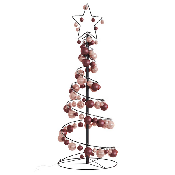 Christmas Tree Light Cone with Baubles and 80 Warm White LEDs - 120cm Festive Decoration - Premium  from Home Treasures - Just £57.99! Shop now at Home Treasures