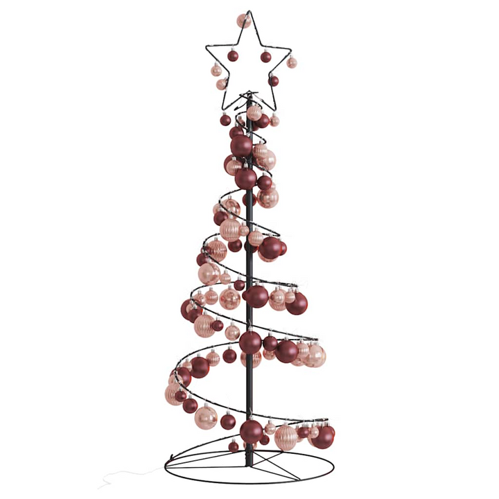 Christmas Tree Light Cone with Baubles and 80 Warm White LEDs - 120cm Festive Decoration - Premium  from Home Treasures - Just £57.99! Shop now at Home Treasures