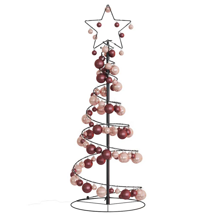 Christmas Tree Light Cone with Baubles and 80 Warm White LEDs - 120cm Festive Decoration - Premium  from Home Treasures - Just £57.99! Shop now at Home Treasures