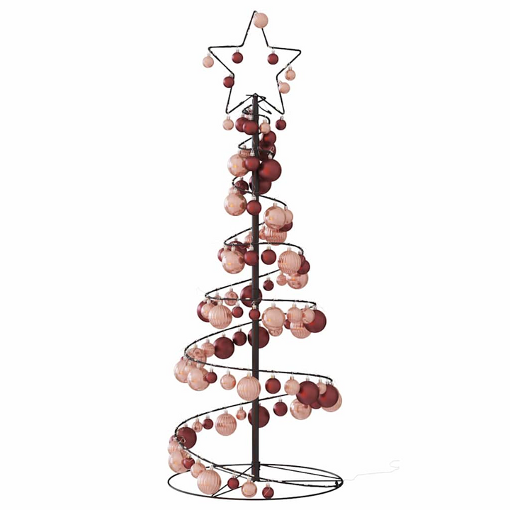 Christmas Tree Light Cone with Baubles and 80 Warm White LEDs - 120cm Festive Decoration - Premium  from Home Treasures - Just £57.99! Shop now at Home Treasures