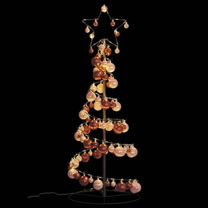 Christmas Tree Light Cone with Baubles and 80 Warm White LEDs - 120cm Festive Decoration - Premium  from Home Treasures - Just £57.99! Shop now at Home Treasures