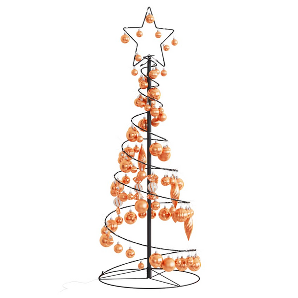 Christmas Tree Light Cone with Baubles, 80 Warm White LEDs, 8 Lighting Modes, Easy Setup & Storage - Premium  from Home Treasures - Just £56.99! Shop now at Home Treasures