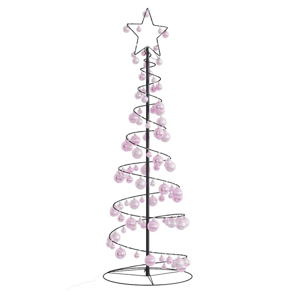 Christmas Tree Light Cone with Baubles and 100 Warm White LEDs – Perfect Festive Decoration - Premium  from Home Treasures - Just £77.99! Shop now at Home Treasures