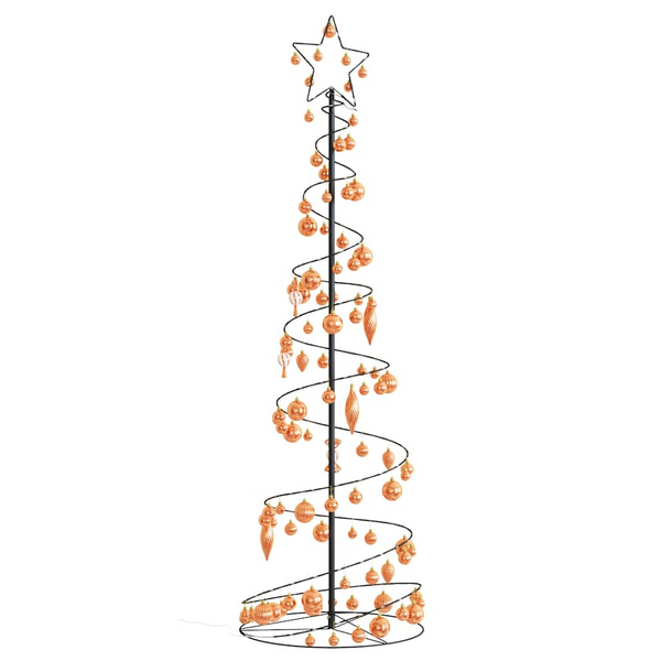 Christmas Tree Light Cone with 120 Warm White LEDs and Copper Baubles - Holiday Decoration with 8 Lighting Modes - Premium  from Home Treasures - Just £89.99! Shop now at Home Treasures