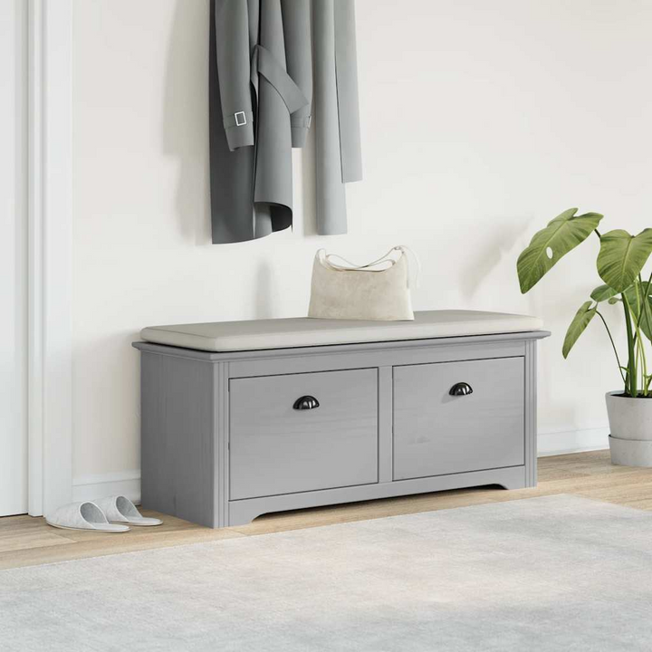 Elegant Hallway Bench BODO Grey 114x40x45 cm - Ample Storage, Durable Pinewood Construction - Premium  from Home Treasures - Just £132.99! Shop now at Home Treasures