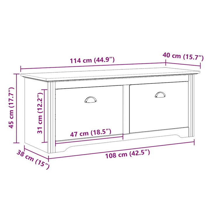 Elegant Hallway Bench BODO Grey 114x40x45 cm - Ample Storage, Durable Pinewood Construction - Premium  from Home Treasures - Just £132.99! Shop now at Home Treasures