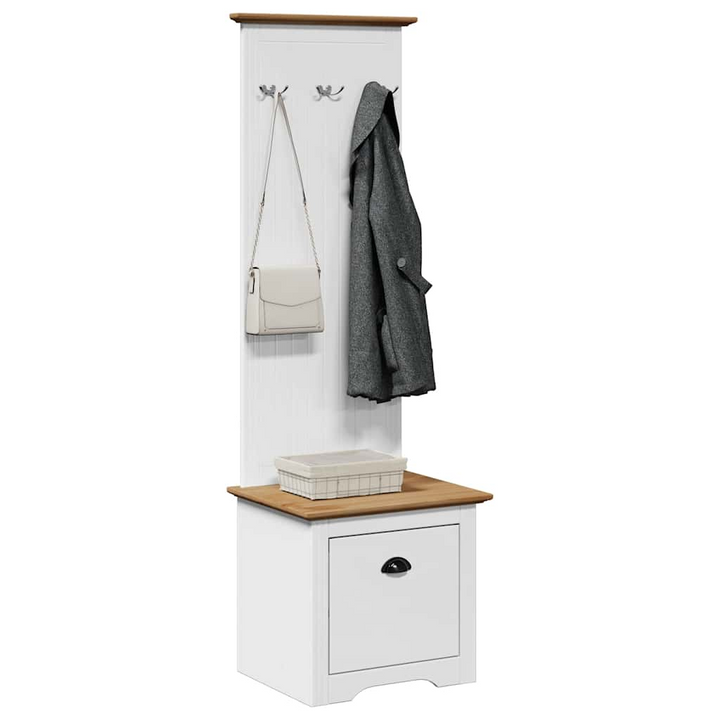 Elegant Hallway Cabinet with Hooks - BODO Collection, White & Brown, 50x40x157 cm - Space-Saving Storage Solution - Premium  from Home Treasures - Just £108.99! Shop now at Home Treasures