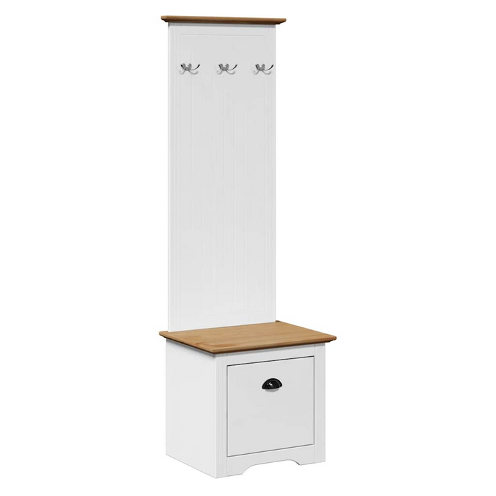 Elegant Hallway Cabinet with Hooks - BODO Collection, White & Brown, 50x40x157 cm - Space-Saving Storage Solution - Premium  from Home Treasures - Just £108.99! Shop now at Home Treasures