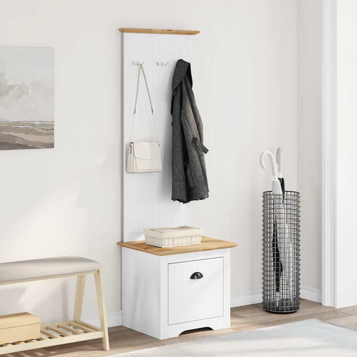 Elegant Hallway Cabinet with Hooks - BODO Collection, White & Brown, 50x40x157 cm - Space-Saving Storage Solution - Premium  from Home Treasures - Just £108.99! Shop now at Home Treasures