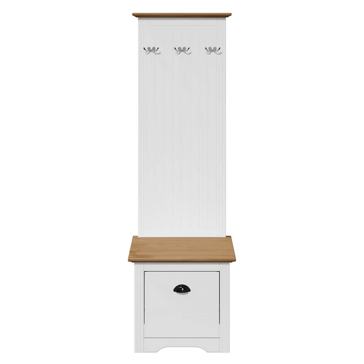 Elegant Hallway Cabinet with Hooks - BODO Collection, White & Brown, 50x40x157 cm - Space-Saving Storage Solution - Premium  from Home Treasures - Just £108.99! Shop now at Home Treasures