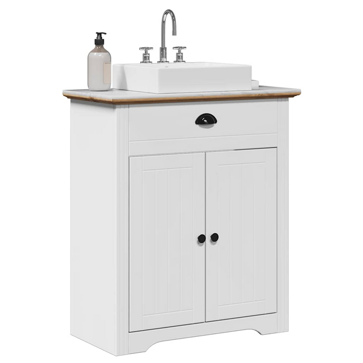 BODO Bathroom Sink Cabinet - White & Brown - 70x35x80 cm - Elegant Retro Style with Ample Storage - Premium  from Home Treasures - Just £103.99! Shop now at Home Treasures