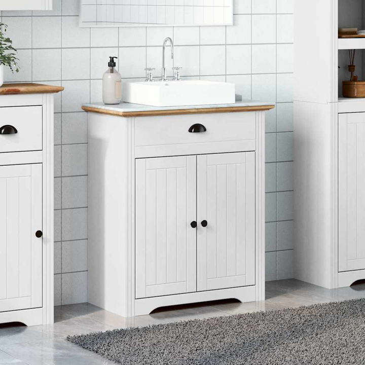 BODO Bathroom Sink Cabinet - White & Brown - 70x35x80 cm - Elegant Retro Style with Ample Storage - Premium  from Home Treasures - Just £103.99! Shop now at Home Treasures