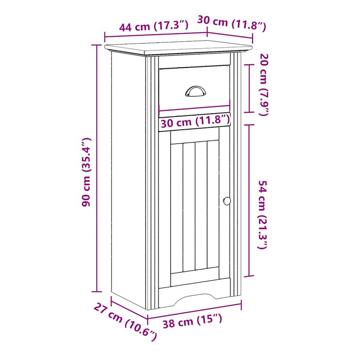 BODO Grey Bathroom Cabinet 44x30x90 cm - Stylish & Functional Storage Solution | Durable Pinewood - Premium  from Home Treasures - Just £79.99! Shop now at Home Treasures