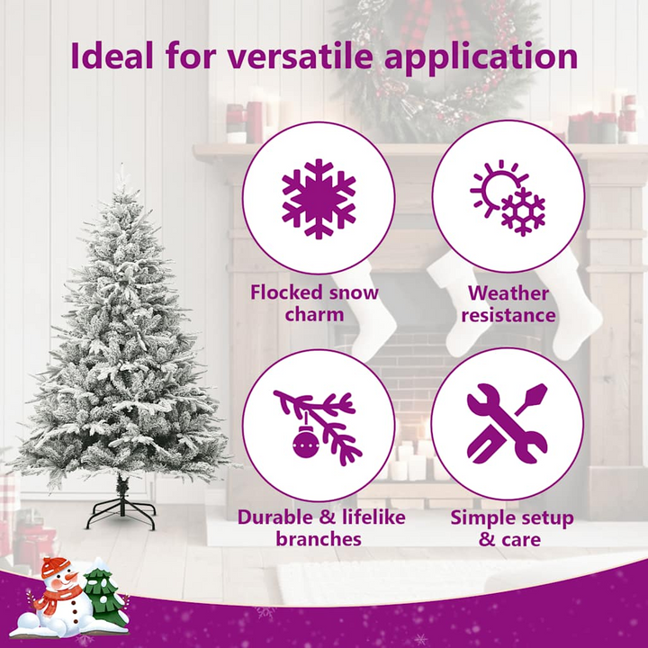 Artificial Christmas Tree with Flocked Snow, Green - PVC & PE Branches, Lifelike & Reusable, Easy Assembly with Steel Stand - Premium  from Home Treasures - Just £103.99! Shop now at Home Treasures