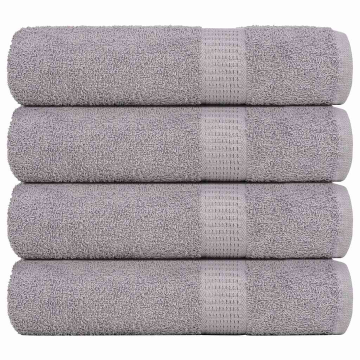 Set of 4, Grey Hand Towels Set - 50x100 cm, 360 GSM, 100% Cotton - Super Soft & Absorbent - Premium  from Home Treasures - Just £25.99! Shop now at Home Treasures