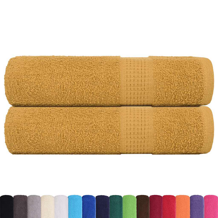 Gold Hand Towels, Set of 2 - 100% Cotton, 50x100 cm, 360 gsm, OEKO-TEX Certified - Premium  from Home Treasures - Just £18.99! Shop now at Home Treasures