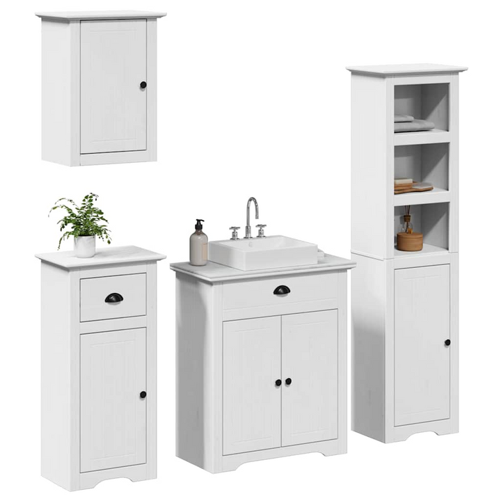 BODO 4 Piece Bathroom Furniture Set in White - Solid Pine & Engineered Wood, Ample Storage, Elegant Design - Premium  from Home Treasures - Just £392.99! Shop now at Home Treasures