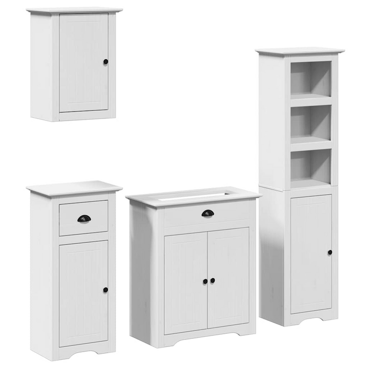 BODO 4 Piece Bathroom Furniture Set in White - Solid Pine & Engineered Wood, Ample Storage, Elegant Design - Premium  from Home Treasures - Just £392.99! Shop now at Home Treasures