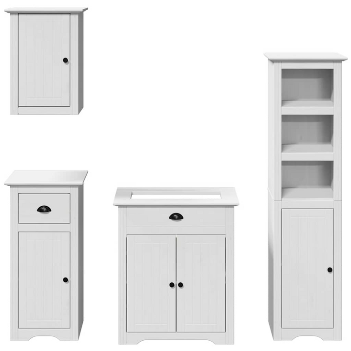 BODO 4 Piece Bathroom Furniture Set in White - Solid Pine & Engineered Wood, Ample Storage, Elegant Design - Premium  from Home Treasures - Just £392.99! Shop now at Home Treasures