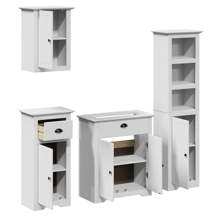 BODO 4 Piece Bathroom Furniture Set in White - Solid Pine & Engineered Wood, Ample Storage, Elegant Design - Premium  from Home Treasures - Just £392.99! Shop now at Home Treasures