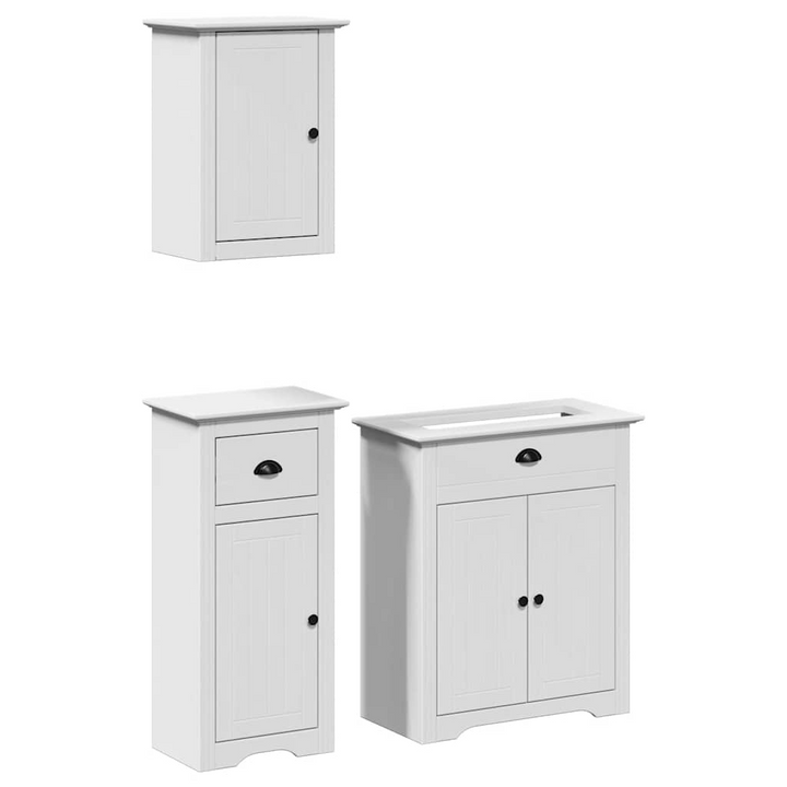 BODO 3 Piece Bathroom Furniture Set - White Solid Pinewood & Engineered Wood, Modern Design with Ample Storage - Premium  from Home Treasures - Just £245.99! Shop now at Home Treasures