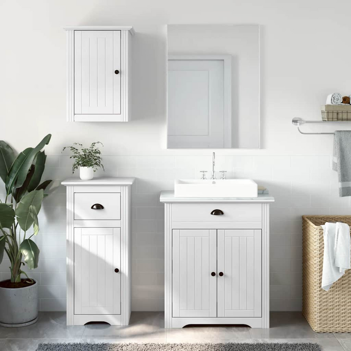 BODO 3 Piece Bathroom Furniture Set - White Solid Pinewood & Engineered Wood, Modern Design with Ample Storage - Premium  from Home Treasures - Just £245.99! Shop now at Home Treasures