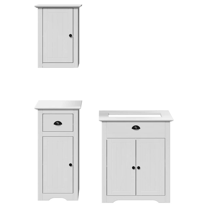 BODO 3 Piece Bathroom Furniture Set - White Solid Pinewood & Engineered Wood, Modern Design with Ample Storage - Premium  from Home Treasures - Just £245.99! Shop now at Home Treasures