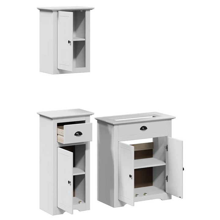 BODO 3 Piece Bathroom Furniture Set - White Solid Pinewood & Engineered Wood, Modern Design with Ample Storage - Premium  from Home Treasures - Just £245.99! Shop now at Home Treasures