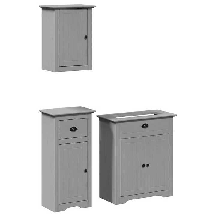 BODO 3 Piece Bathroom Furniture Set in Grey, Solid Pine and Engineered Wood - Modern Storage Solution - Premium  from Home Treasures - Just £245.99! Shop now at Home Treasures