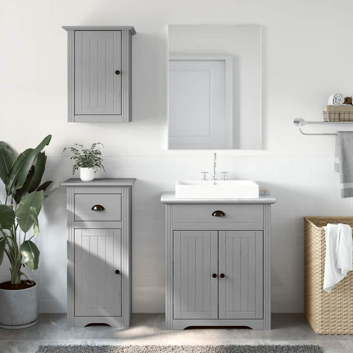 BODO 3 Piece Bathroom Furniture Set in Grey, Solid Pine and Engineered Wood - Modern Storage Solution - Premium  from Home Treasures - Just £245.99! Shop now at Home Treasures