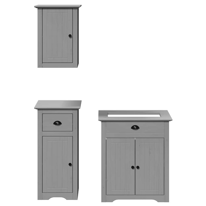 BODO 3 Piece Bathroom Furniture Set in Grey, Solid Pine and Engineered Wood - Modern Storage Solution - Premium  from Home Treasures - Just £245.99! Shop now at Home Treasures