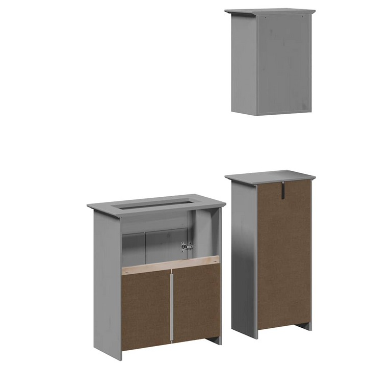 BODO 3 Piece Bathroom Furniture Set in Grey, Solid Pine and Engineered Wood - Modern Storage Solution - Premium  from Home Treasures - Just £245.99! Shop now at Home Treasures