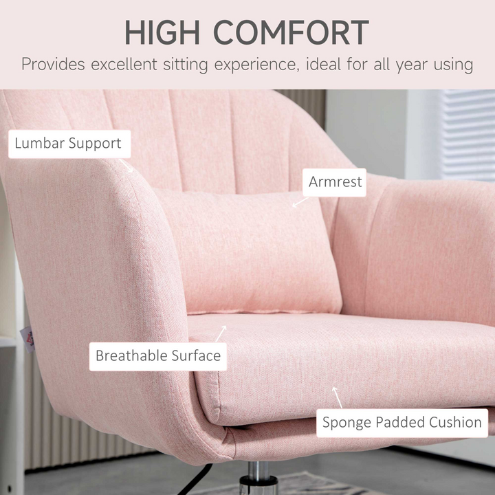 Pink Accent Arm Chair - Adjustable Height, Thick Cushion, Contemporary Vanity Armchair for Living Room - Premium  from Home Treasures - Just £114.99! Shop now at Home Treasures