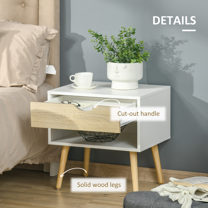 3-Piece Bedroom Furniture Set - Wardrobe, Bedside Table & Cabinet - Nature Wood Finish & White - Premium  from Home Treasures - Just £503.99! Shop now at Home Treasures