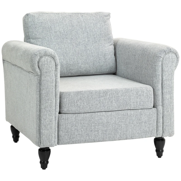 Vintage Accent Chair - Elegant Upholstered Occasional Chair with Back Pillow, Rolled Arms & Solid Rubber Wood Legs - Comfortable Living Room Furniture - Premium  from Home Treasures - Just £149.99! Shop now at Home Treasures