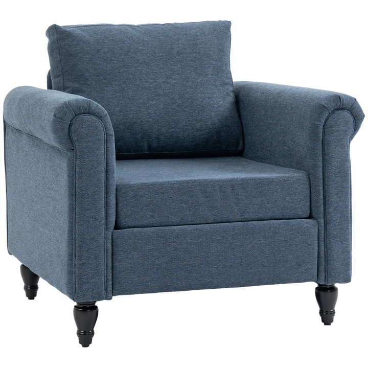 Vintage Accent Chair - Elegant Upholstered Occasional Chair with Back Pillow, Rolled Arms & Solid Rubber Wood Legs - Comfortable Living Room Furniture - Premium  from Home Treasures - Just £149.99! Shop now at Home Treasures