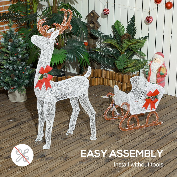 Outsunny 170 LED Light Reindeer and Sleigh Christmas Decoration – Stunning Outdoor Holiday Display - Premium  from Home Treasures - Just £78.99! Shop now at Home Treasures